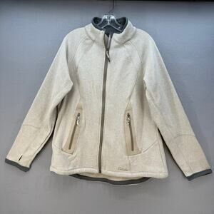 Cabela's Full Zip Sweater Jacket Women's L Beige Full Zip Athleisure High Collar